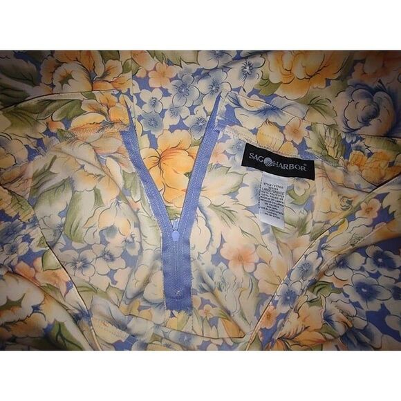 5/$25 EUC Sz L Blue Yellow Orange Floral Maxi Skirt Elastic Zipper Boho - Picture 5 of 5